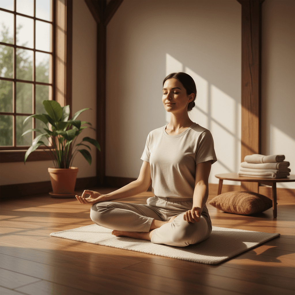 Client in peaceful meditation